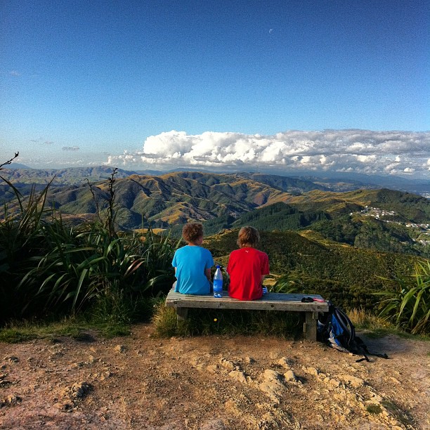 Instagram Photo of my sons sitting on top of Makara peak, Wellington, New Zealand